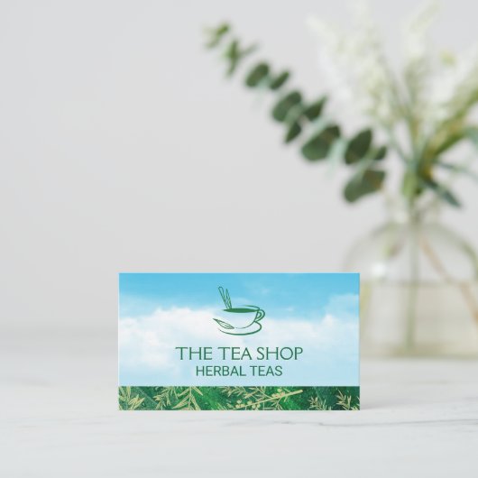 緑茶 |雲と葉の枝 名刺 (スタンド正面)