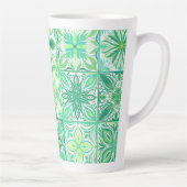 緑華美と白のタイル カフェラテマグ (右)