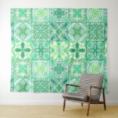 緑華美と白のタイル タペストリー (インサイチュ(横))