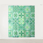 緑華美と白のタイル タペストリー (正面)