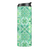 緑華美と白のタイル タンブラー (回転左)