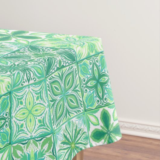 緑華美と白のタイル テーブルクロス (インサイチュ)