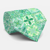 緑華美と白のタイル ネクタイ (ロール)