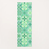 緑華美と白のタイル ヨガマット (正面)