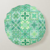 緑華美と白のタイル ラウンドクッション (裏面)