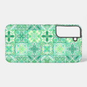 緑華美と白のタイル SAMSUNG GALAXYケース (裏面横)