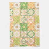 緑華美と黄色のタイル キッチンタオル (縦)