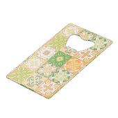 緑華美と黄色のタイル クレジットカード栓抜き (裏面アングル)