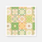 緑華美と黄色のタイル スタンダードカクテルナプキン (正面)