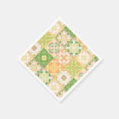 緑華美と黄色のタイル スタンダードカクテルナプキン (角)