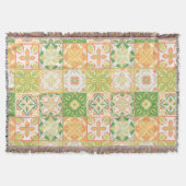 緑華美と黄色のタイル スローブランケット (正面)