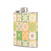 緑華美と黄色のタイル フラスク (左)