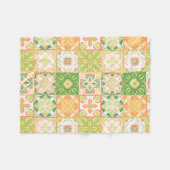 緑華美と黄色のタイル フリースブランケット (正面(横))