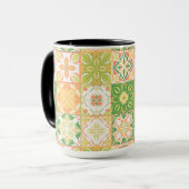 緑華美と黄色のタイル マグカップ (正面左)