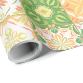 緑華美と黄色のタイル ラッピングペーパー (ロールコーナー)