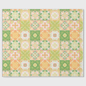 緑華美と黄色のタイル ラッピングペーパー (フラット)