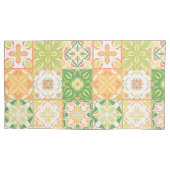 緑華美と黄色のタイル 枕カバー (正面左)