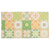 緑華美と黄色のタイル 枕カバー (正面右)