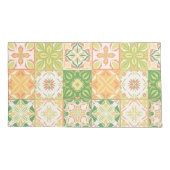 緑華美と黄色のタイル 枕カバー (裏面-左)