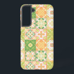 緑華美と黄色のタイル SAMSUNG GALAXY S22 ケース<br><div class="desc">手描きカラフルタイル、フローラ装飾デザイン、タイル華美</div>