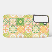 緑華美と黄色のタイル SAMSUNG GALAXYケース (裏面横)