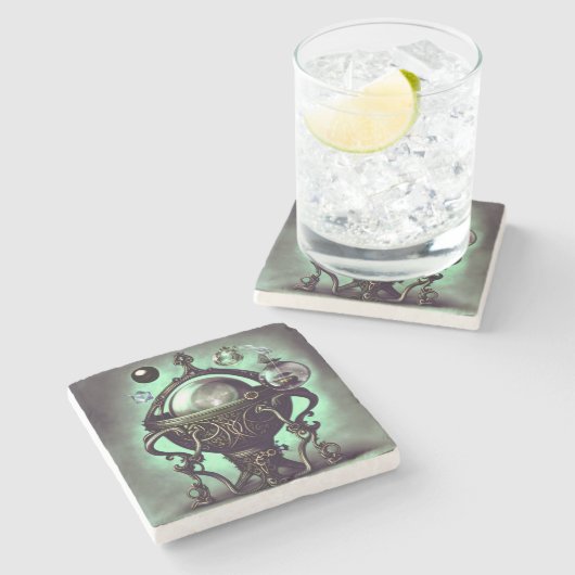 緑華美のクリスタルボールと球体のコードロン ストーンコースター (横)