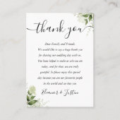 緑葉ののScript's 結婚 Thank You プレイスカード (正面)