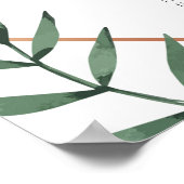 緑葉のエレガントな結婚式の座席表 ポスター (角)