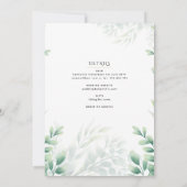 緑葉のカトリック祭結婚会 招待状 (裏面)