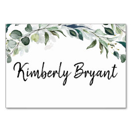 緑葉のゲスト名テーブルカード テーブルナンバー