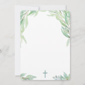 緑葉のスペインのBautizo、Greenery Boy Baptism 招待状 (裏面)