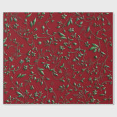 緑葉のダンスクオン赤 ラッピングペーパー (フラット)