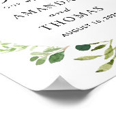 緑葉のリース結婚の歓迎サイン ポスター (角)