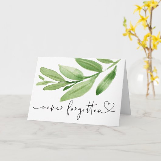 緑葉の人の忘れ弔意の挨拶 カード (黄色い花)