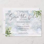 緑葉の写真冬の結婚式 セーブザデート (正面)