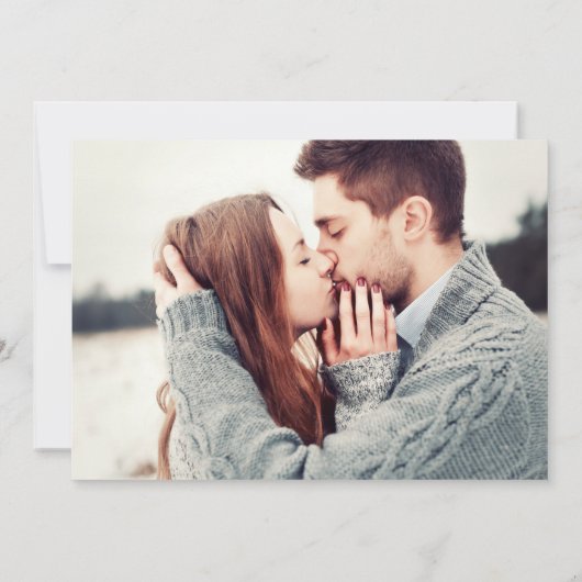 緑葉の写真冬の結婚式 セーブザデート (裏面)