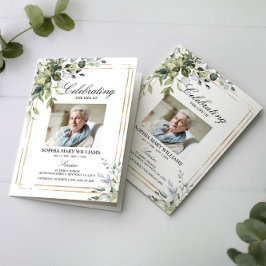 緑葉の写真葬式 カード