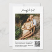 緑葉の女の子の赤ちゃんシャワーQRコード写真 招待状 (裏面)