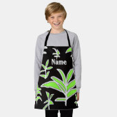 緑葉の子供をパーソナライズ エプロン (着用した状態)