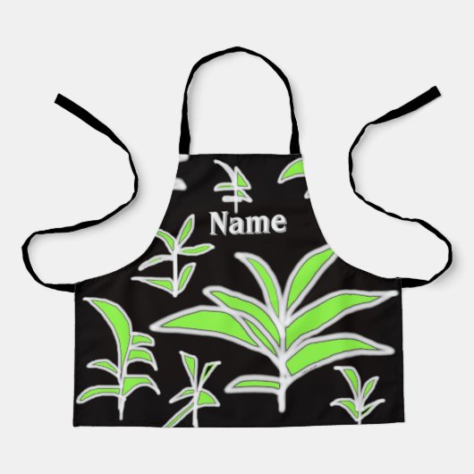 緑葉の子供をパーソナライズ エプロン (正面)
