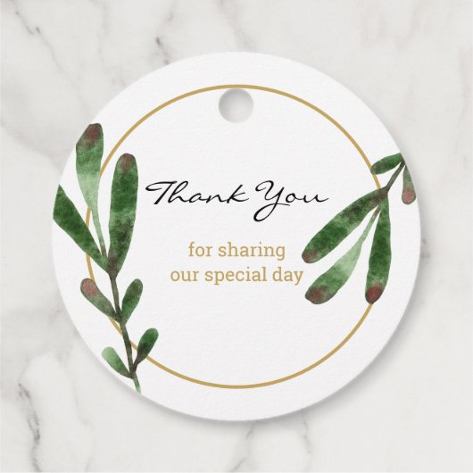 緑葉の愛の成長に結婚感謝 フェイバータグ (裏面)