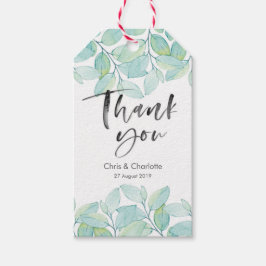 緑葉の感謝していメッセージカード ギフトタグ