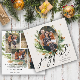 緑葉の数々の家族の写真とクリスマス