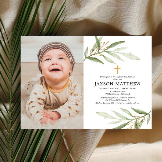 緑葉の洗礼献緑の写真 招待状