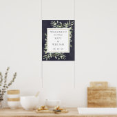 緑葉の結婚の黒板ウェルカムサイン ポスター (キッチン)