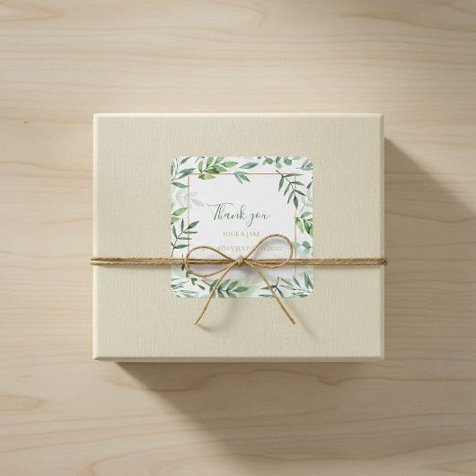 緑葉の縁どのステッカー スクエアシール