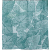 緑葉の背景に分散したパターン シャワーカーテン (正面)