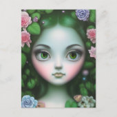 緑葉の花の森の女の子 ポストカード (正面)