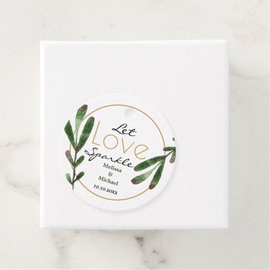 緑葉の花を愛して結婚ありがとう フェイバータグ (インサイチュ)