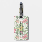 緑葉の花、ピンクと黄色の花 ラゲッジタグ (裏面縦)
